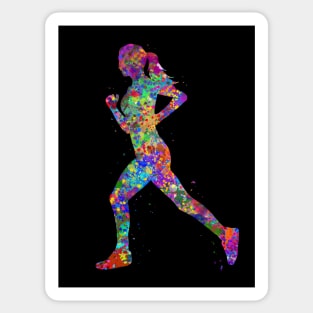 Runner girl watercolor art Sticker